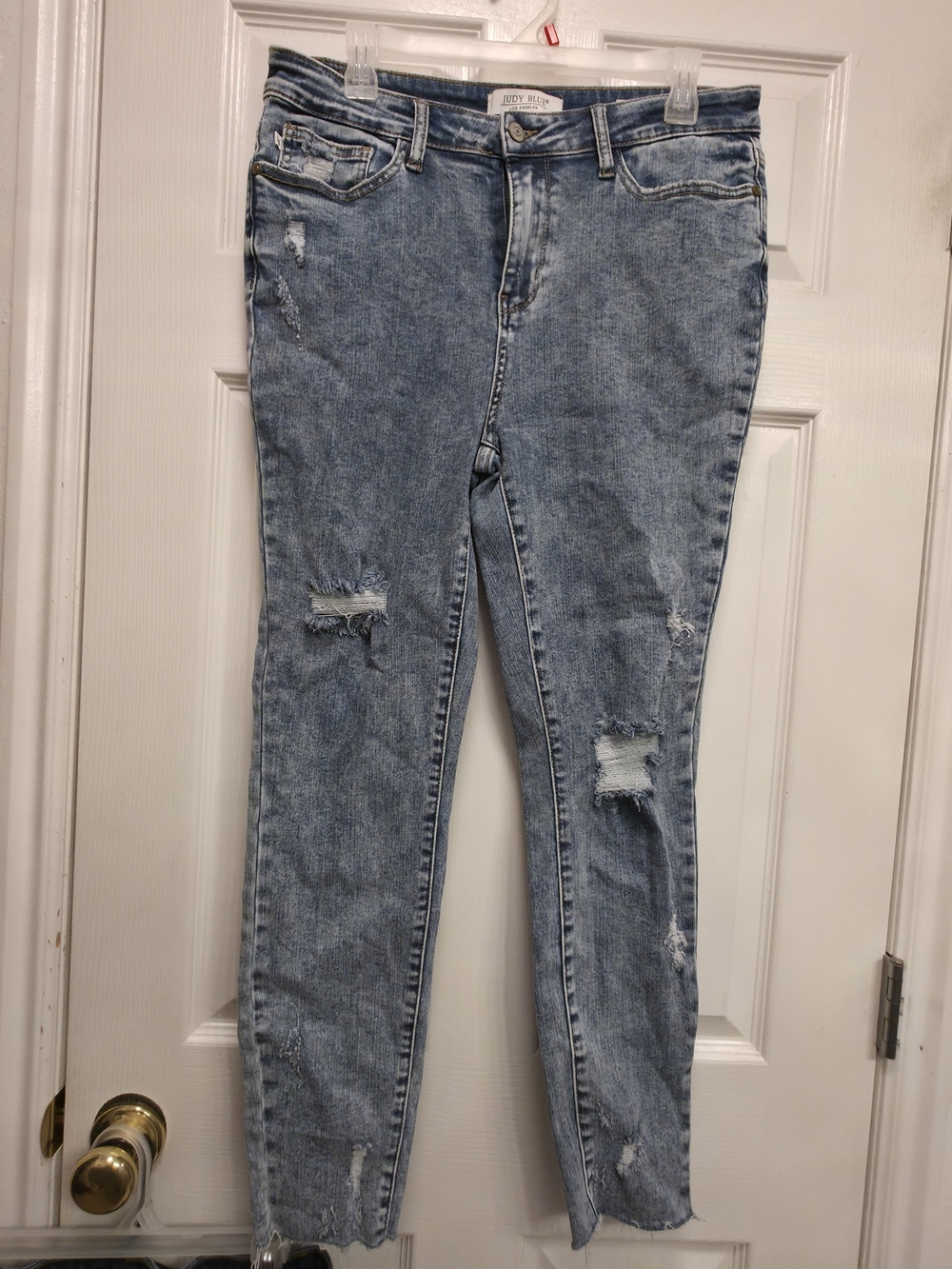 Judy Blue Women's Distressed High-Rise Skinny Jeans - Light Blue